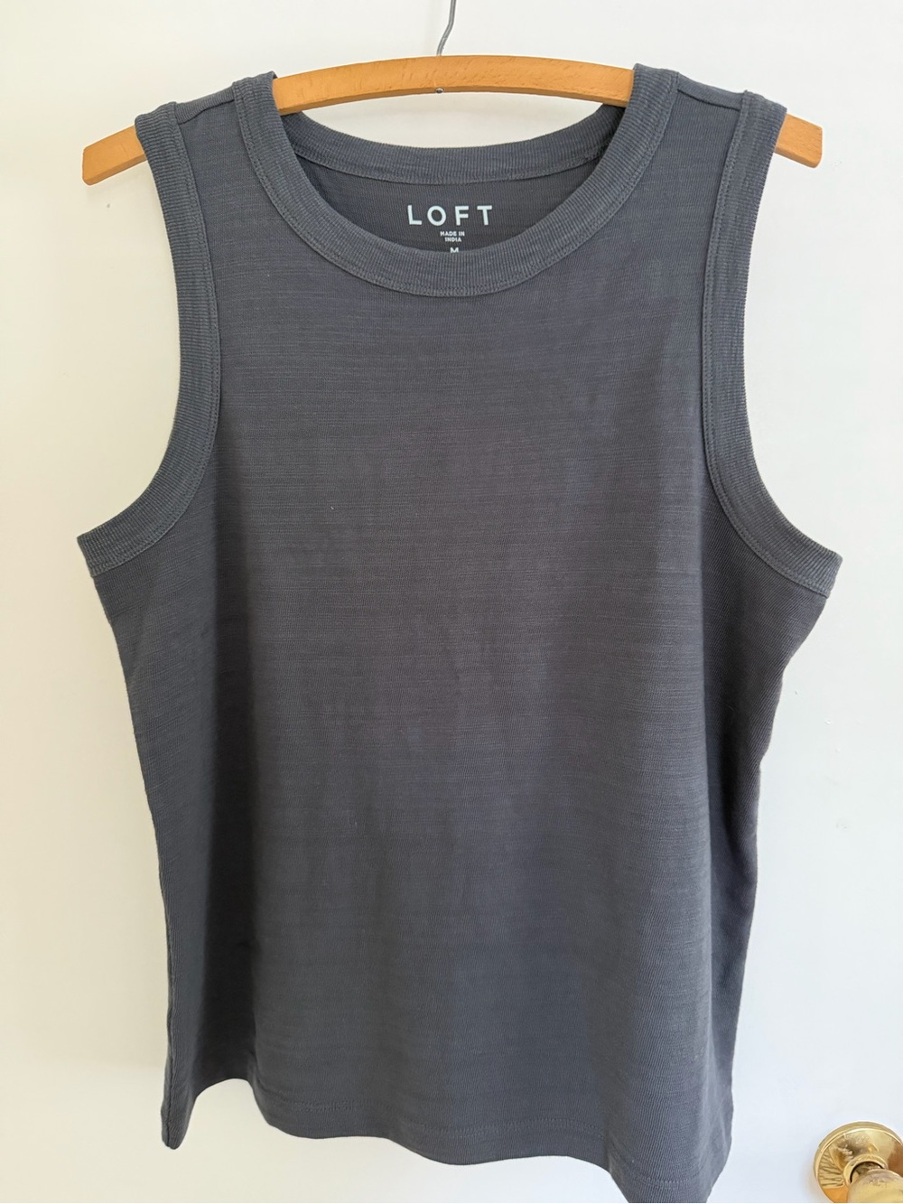 LOFT Charcoal Ribbed Sleeveless Tank Top